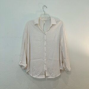 Lovestitch Polka Dot White Relaxed Button Down Shirt